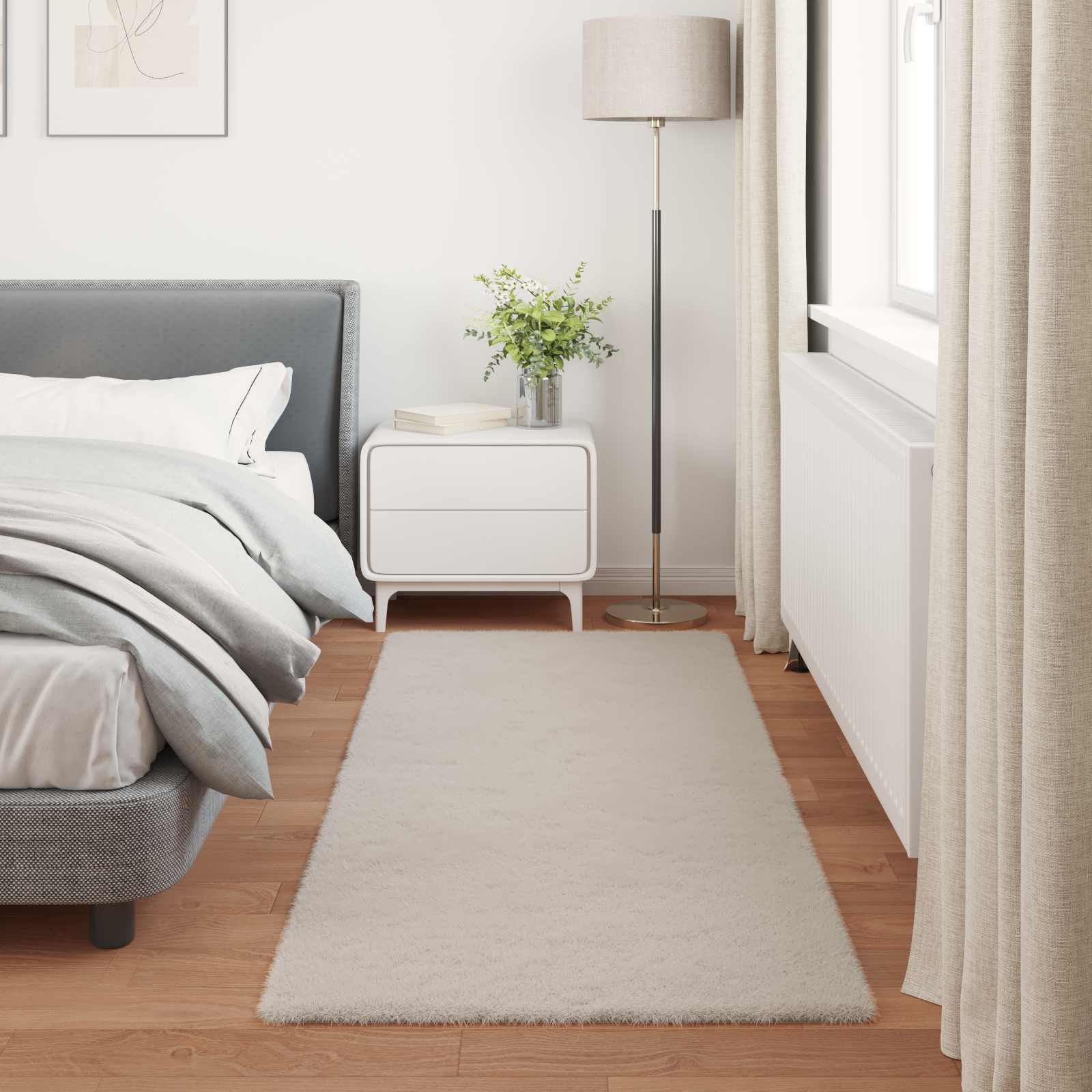 vidaXL Anti-Slip Faux Rabbit Fur Rug OLITE Beige 80 x 200 cm Polyester 4