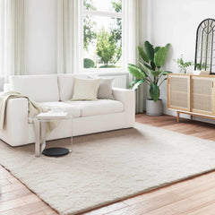 vidaXL Anti-Slip Faux Rabbit Fur Rug OLITE Beige 200 x 200 cm 1