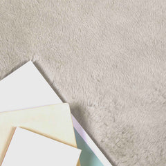 vidaXL Anti-Slip Faux Rabbit Fur Rug OLITE Beige 200 x 200 cm 3