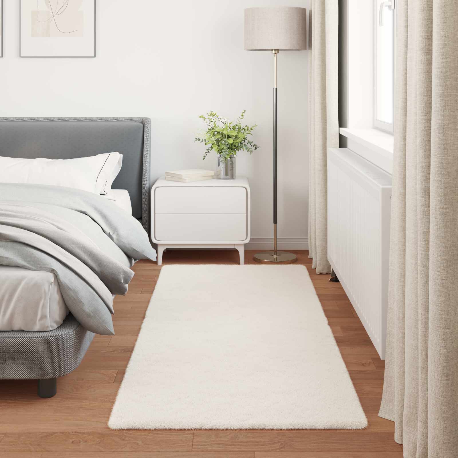 vidaXL Anti-Slip Faux Rabbit Fur Rug OLITE Cream 100 x 200 cm 4