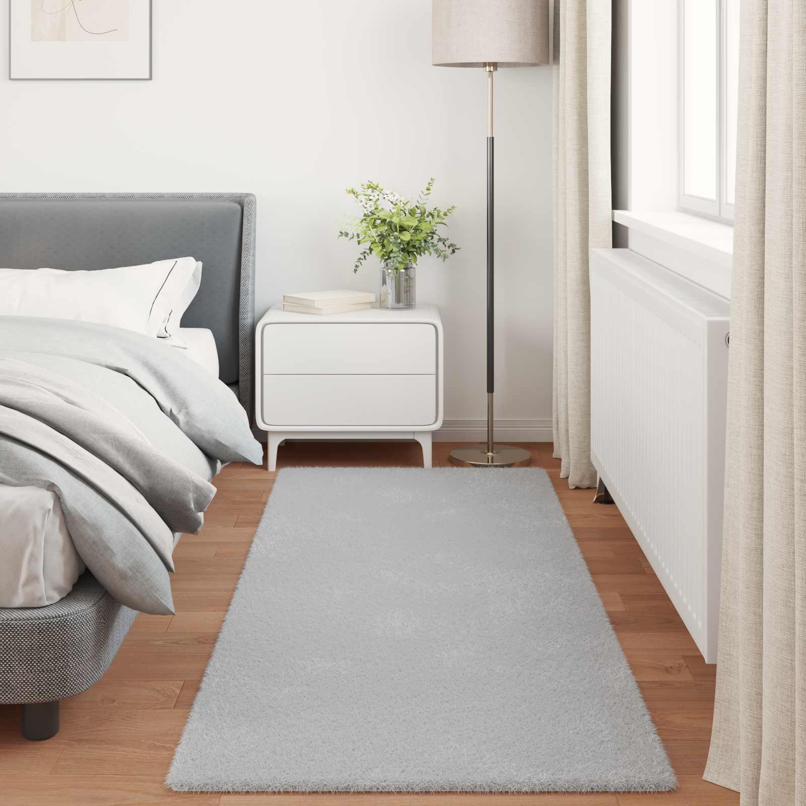 vidaXL Anti-Slip Faux Rabbit Fur Rug OLITE Grey 100 x 200 cm Polyester 4