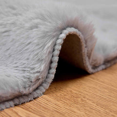 vidaXL Anti-Slip Faux Rabbit Fur Rug OLITE Grey Ø 200 cm Polyester 5