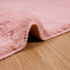 vidaXL Anti-Slip Faux Rabbit Fur Rug OLITE Pink 200 x 200 cm Polyester 5