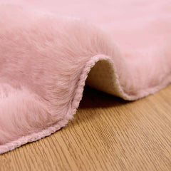 vidaXL Anti-Slip Faux Rabbit Fur Rug OLITE Pink Ø 200 cm Polyester 5