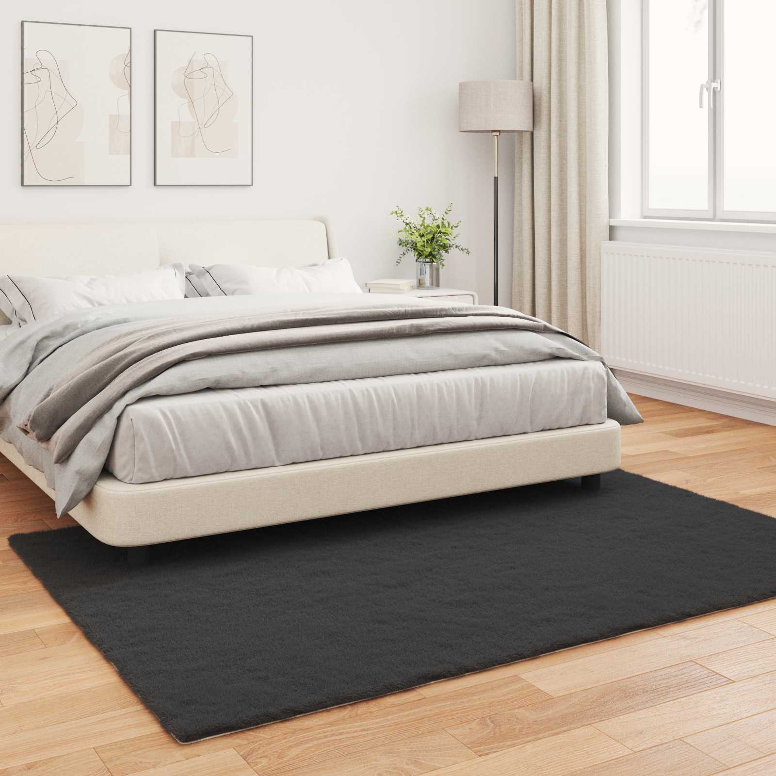 vidaXL Anti-Slip Faux Rabbit Fur Rug OLITE Black 120 x 170 cm 4