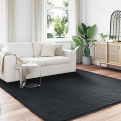 vidaXL Anti-Slip Faux Rabbit Fur Rug OLITE Black 200 x 200 cm 1