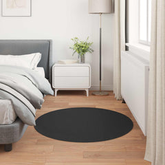 vidaXL Anti-Slip Faux Rabbit Fur Rug OLITE Black Ø 120 cm Polyester 4