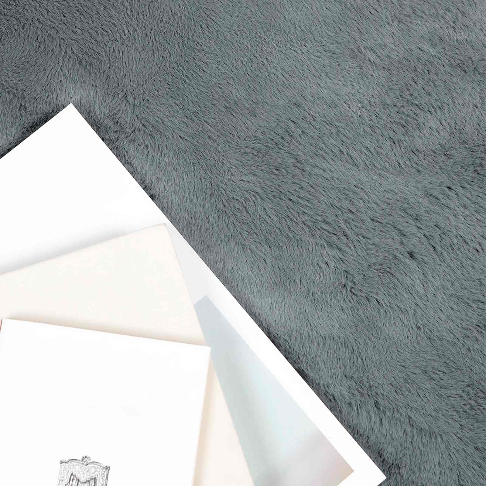 vidaXL Anti-Slip Faux Rabbit Fur Rug OLITE Anthracite 80 x 250 cm 3