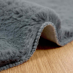 vidaXL Anti-Slip Faux Rabbit Fur Rug OLITE Anthracite Ø 160 cm 5