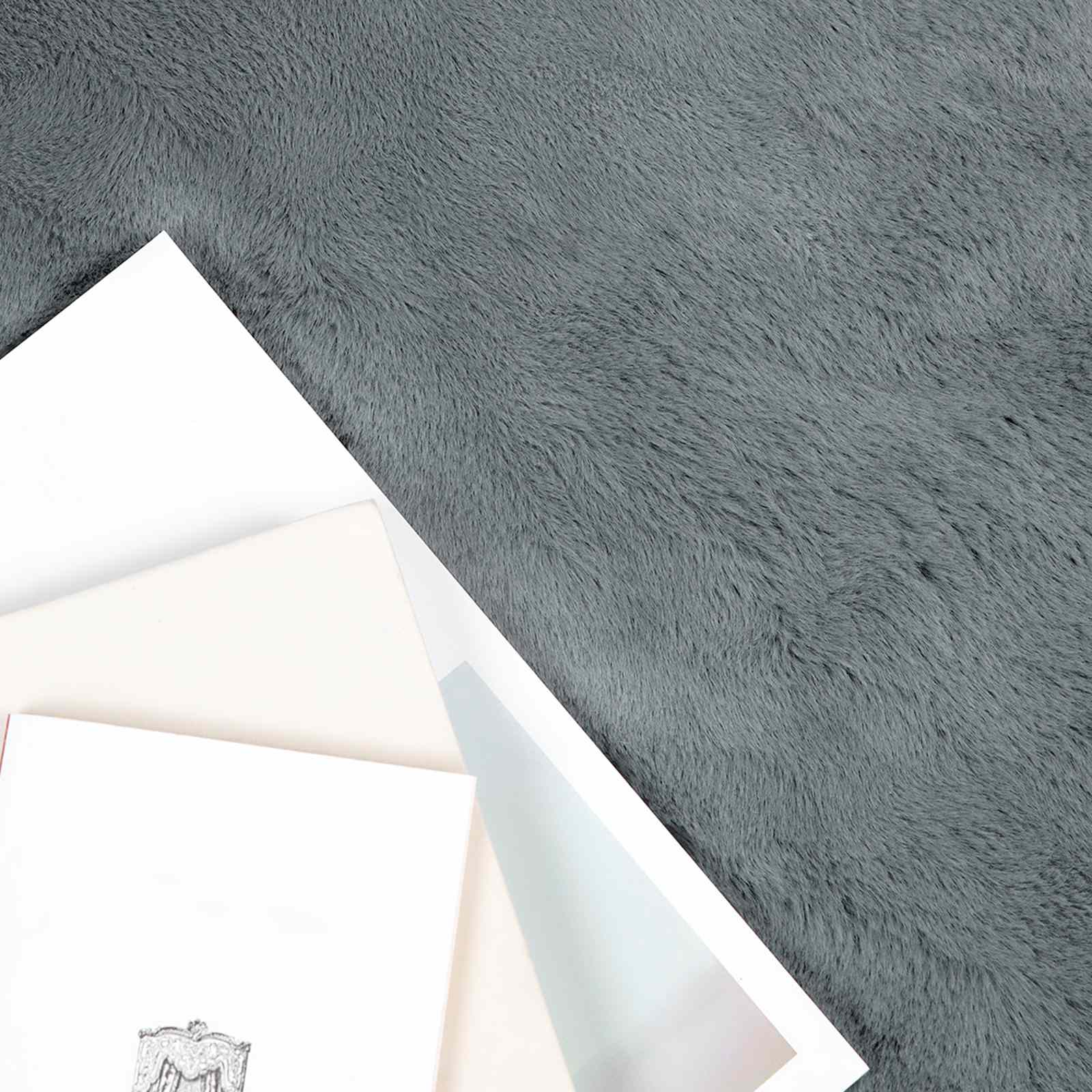 vidaXL Anti-Slip Faux Rabbit Fur Rug OLITE Anthracite Ø 160 cm 3