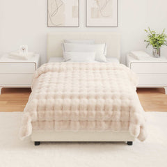 vidaXL Anti-Slip Faux Rabbit Fur Blanket Olite Beige 130 x 150 cm 4