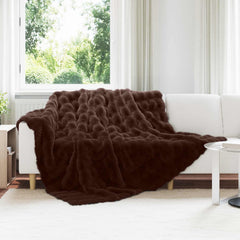 Anti-Slip Faux Rabbit Fur Blanket OLITE Camel