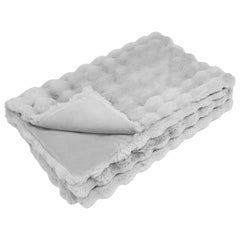 vidaXL Anti-Slip Faux Rabbit Fur Blanket Olite Grey 130 x 150 cm 2