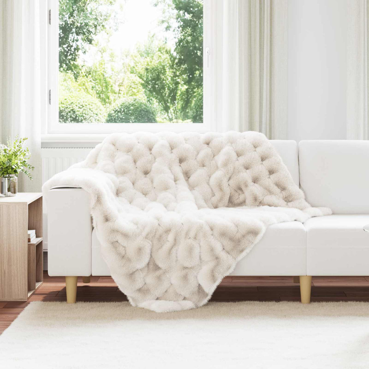vidaXL Anti-Slip Faux Rabbit Fur Blanket Olite 130 x 150 cm