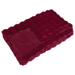 vidaXL Anti-Slip Faux Rabbit Fur Blanket Olite Bordeaux Red Polyester 2