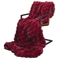 vidaXL Anti-Slip Faux Rabbit Fur Blanket Olite Bordeaux Red Polyester 3