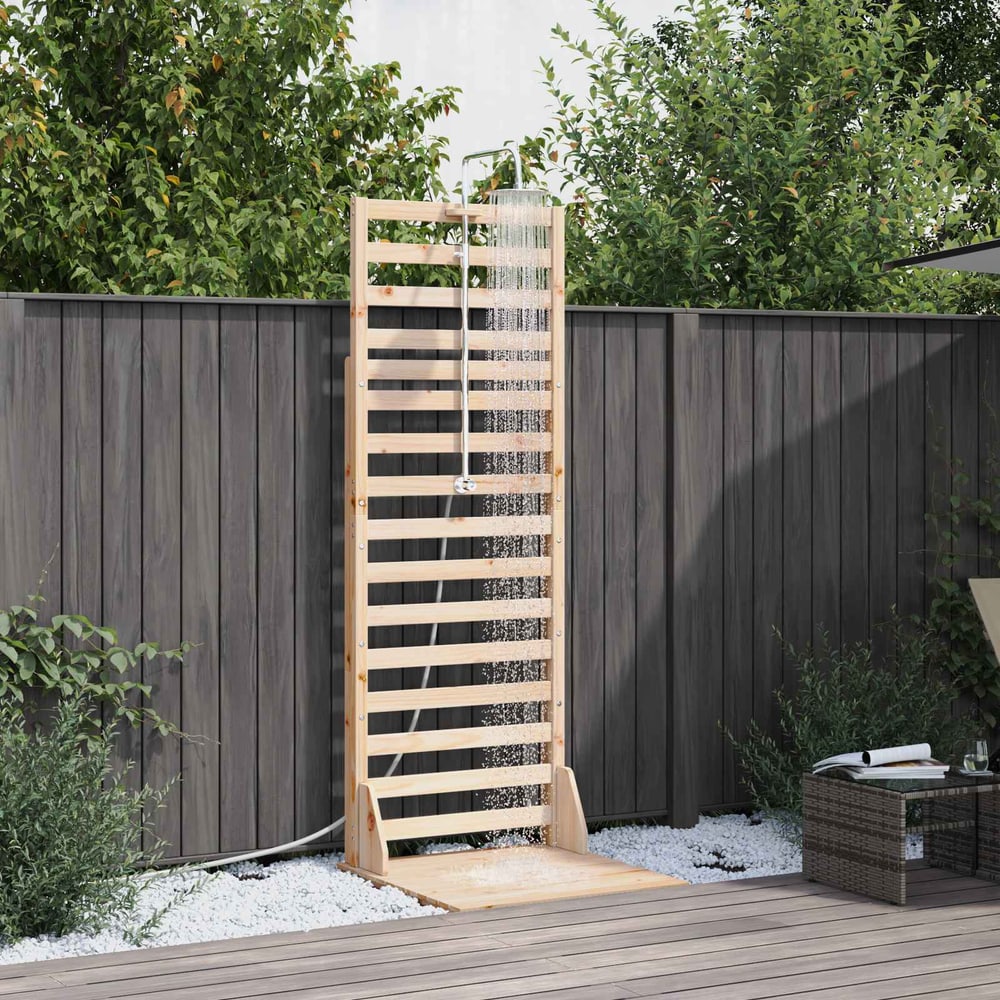 Outdoor Shower 225 cm Solid Pine Wood and Stainless Steel Natural pine