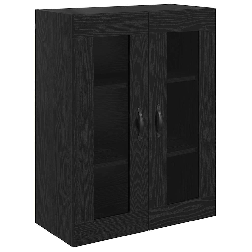 Highboard 69.5x34x180 cm Engineered Wood 2 Glass Doors Black oak