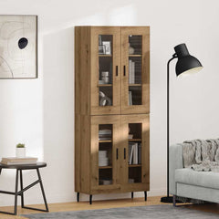 Highboard 69.5x34x180 cm Engineered Wood 2 Glass Doors Artisan oak