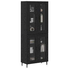 Highboard 69.5x34x180 cm Engineered Wood 2 Glass Doors Black oak