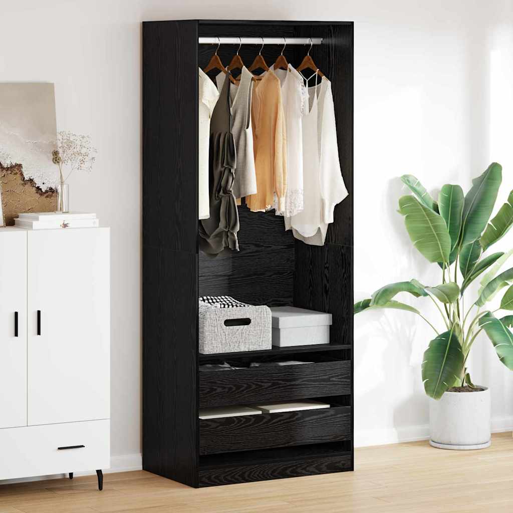Wardrobe Engineered Wood 80 x 50 x 200 cm 2 Drawers Black oak