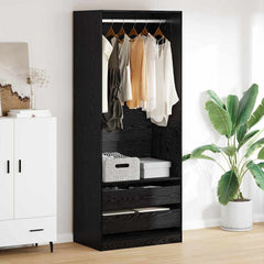 Wardrobe Engineered Wood 80 x 50 x 200 cm 2 Drawers Black oak