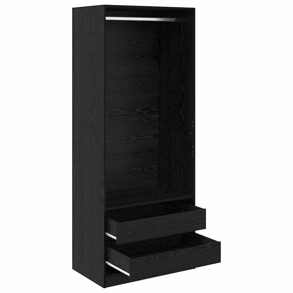 Wardrobe Engineered Wood 80 x 50 x 200 cm 2 Drawers Black oak