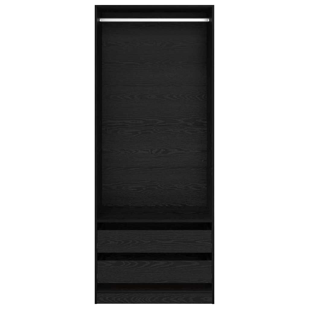 Wardrobe Engineered Wood 80 x 50 x 200 cm 2 Drawers Black oak