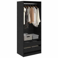 Wardrobe Engineered Wood 80 x 50 x 200 cm 2 Drawers Black oak