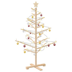 vidaXL Wooden Christmas Tree with Stand Natural 125 cm Solid pine wood 3