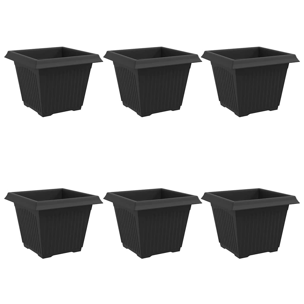 vidaXL Square Flower Pot 6 pcs Black 28.5 x 28.5 x 22 cm Plastic 2