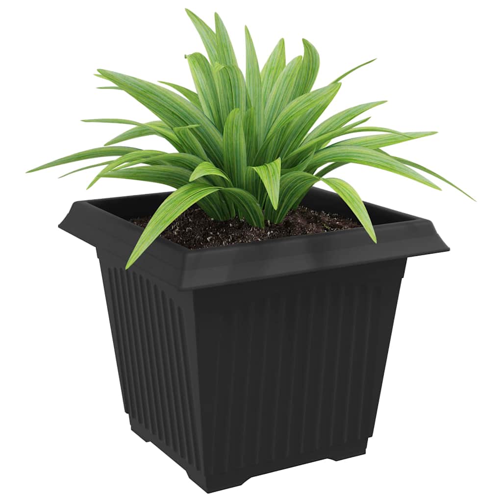 vidaXL Square Flower Pot 6 pcs Black 28.5 x 28.5 x 22 cm Plastic 3