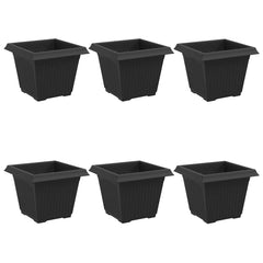 vidaXL Square Flower Pot 6 pcs Black 33 x 33 x 26 cm Plastic 2