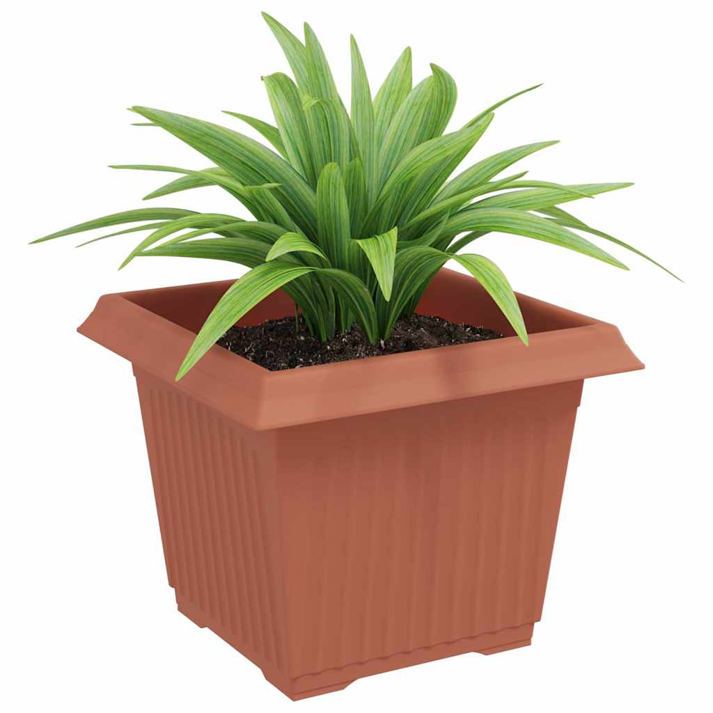 Square Flower Pot Plastic Brick Red 24 pcs 23 cm 17.5 cm 23 cm