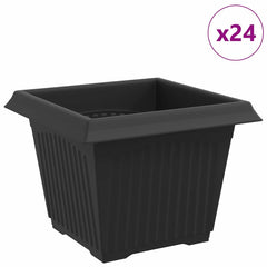 Square Flower Pot Plastic Black 24 pcs 23 cm 17.5 cm 23 cm