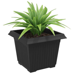 Square Flower Pot Plastic Black 24 pcs 23 cm 17.5 cm 23 cm