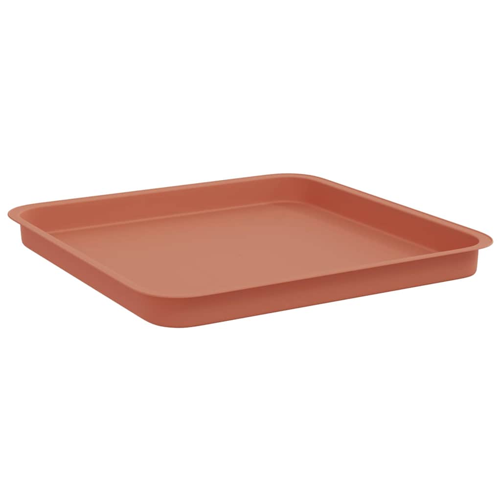 vidaXL Square Flower Tray 24 pcs Brick Red 36 x 36 x 2.5 cm Plastic 5