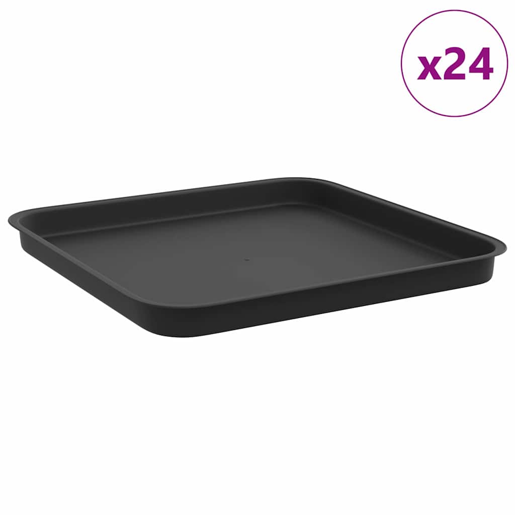 Square Flower Tray Plastic Black 24 32 cm 2.5 cm 32 cm