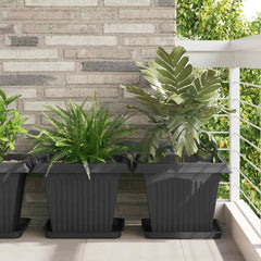 vidaXL Square Flower Tray 24 pcs Black 36 x 36 x 2.5 cm Plastic 1