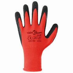 vidaXL Work Gloves 24 pcs Red and Black 7 / S Latex Coating 6