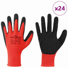 vidaXL Work Gloves 24 pcs Red and Black 7 / S Latex Coating 3