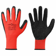 vidaXL Work Gloves 24 pcs Red and Black 10 / XL Latex Coating 2
