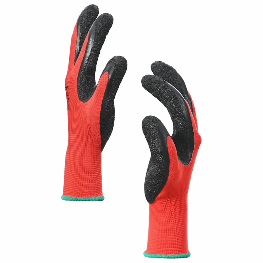 vidaXL Work Gloves 24 pcs Red and Black 11 / XXL Latex Coating 5