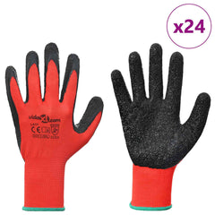 vidaXL Work Gloves 24 pcs Red and Black 11 / XXL Latex Coating 3