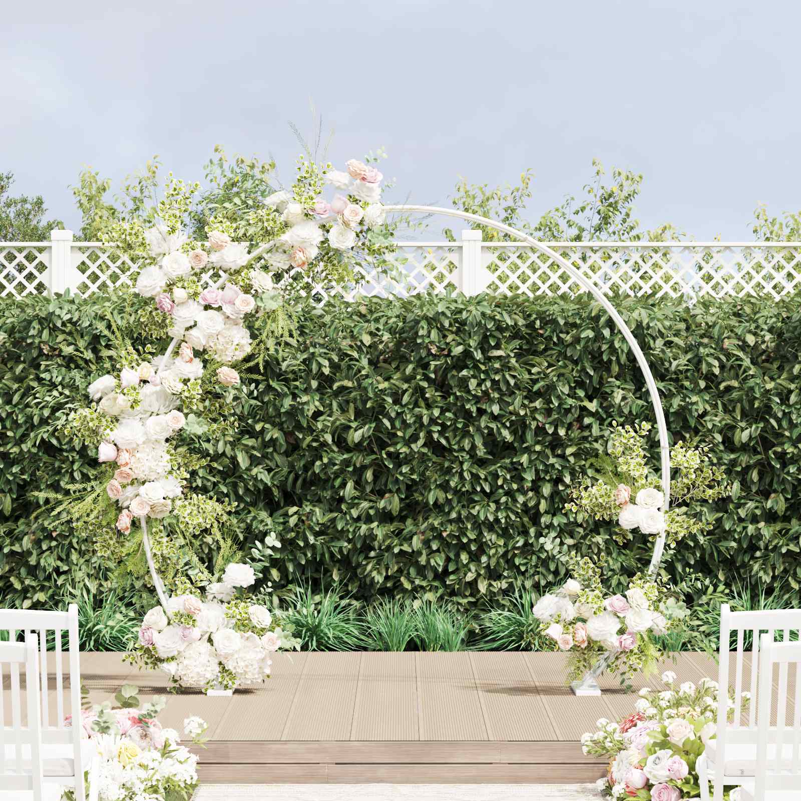 vidaXL Wedding Arch White 223 x 45 x 201 cm Steel 1