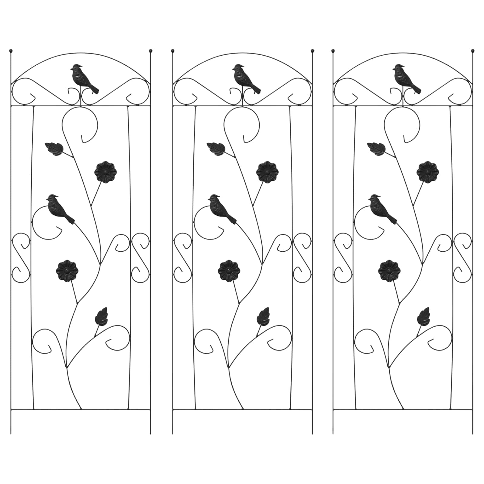 vidaXL Garden Fence 3 pcs Black 110 x 40 cm Steel 2