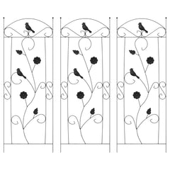 vidaXL Garden Fence 3 pcs Black 110 x 40 cm Steel 2