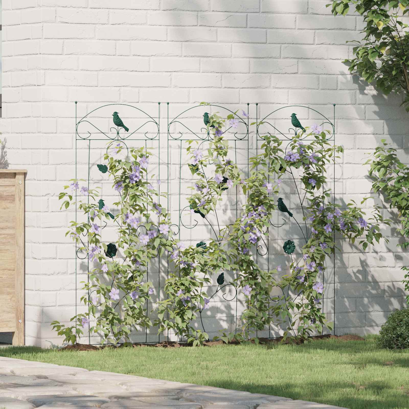 vidaXL Garden Fence 3 pcs Green 110 x 40 cm Steel 1