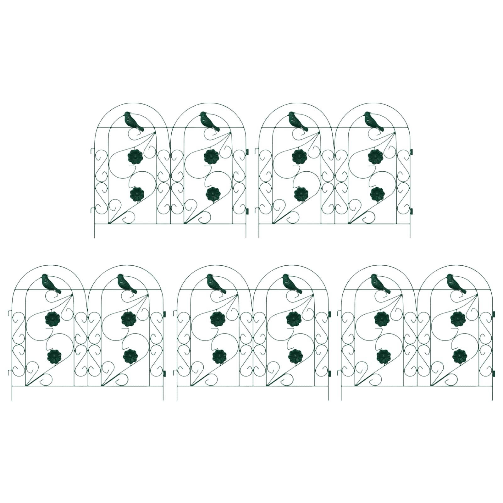 vidaXL Garden Fence 5 pcs Steel Green 2