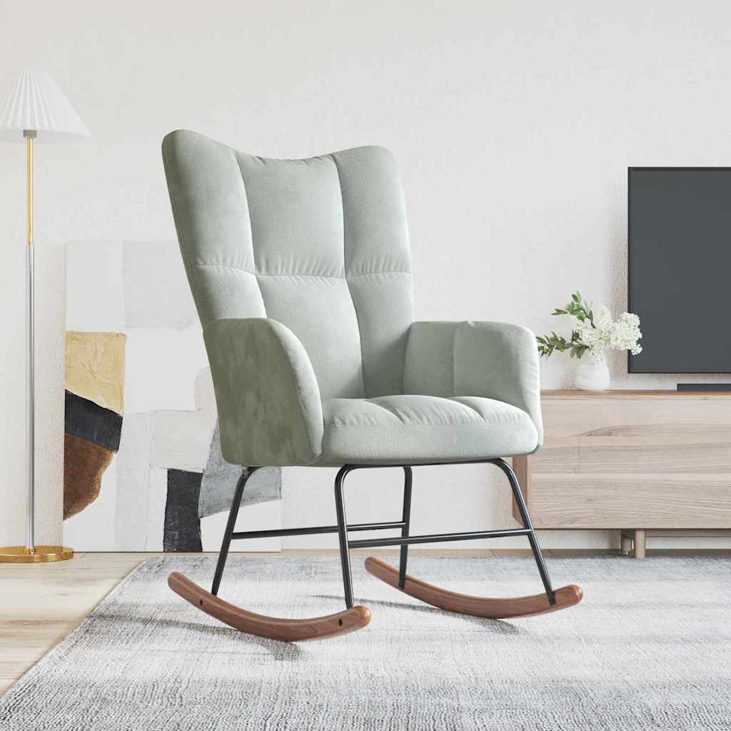 Rocking Chair 78 x 61 x 98 cm Velvet Light grey without footstool